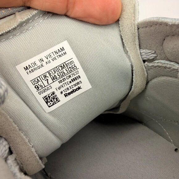 Reebok x Cardi B Classic Leather Silver Metallic Pewter Sneakers Women's 9.5 - Picture 8 of 10